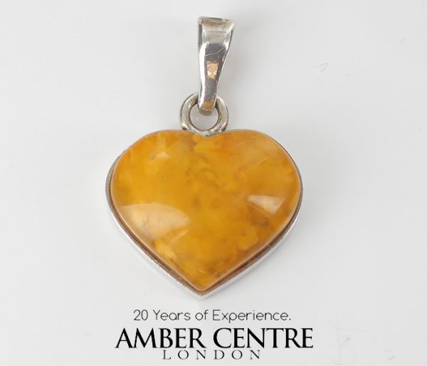 Baltic Amber Butterscotch Heart Pendant Handmade in 925 Silver PE0175 RRP£85!!!