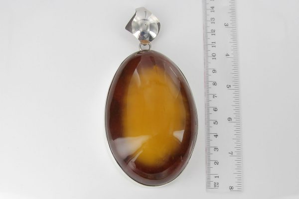 German Handmade Unique Baltic Amber Large Pendant in 925 Sterling Silver PE0092 RRP£2950!!!