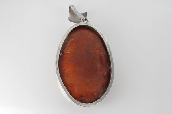 German Handmade Unique Baltic Amber Large Pendant in 925 Sterling Silver PE0092 RRP£2950!!!