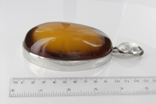 German Handmade Unique Baltic Amber Large Pendant in 925 Sterling Silver PE0092 RRP£2950!!!