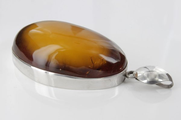 German Handmade Unique Baltic Amber Large Pendant in 925 Sterling Silver PE0092 RRP£2950!!!