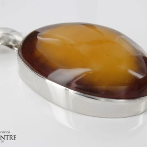 German Handmade Unique Baltic Amber Large Pendant in 925 Sterling Silver PE0092 RRP£2950!!!