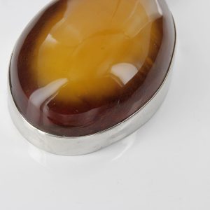 German Handmade Unique Baltic Amber Large Pendant in 925 Sterling Silver PE0092 RRP£2950!!!