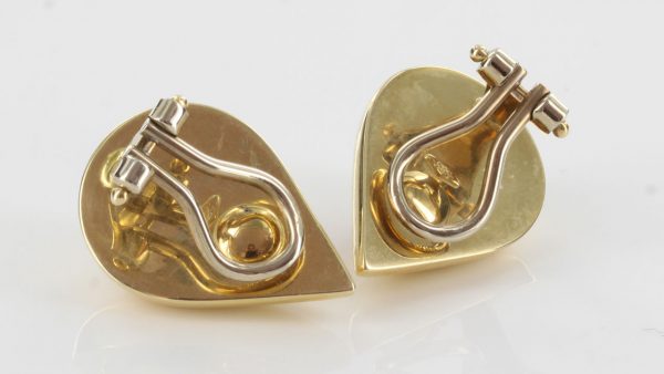 Italian Made Unique Baltic Amber Clip On Earrings In 14 Ct Gold Yellow/White - GCl0112 RRP£850!!!