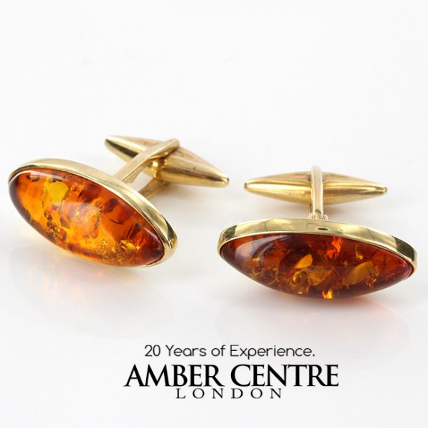 Italian Made German Baltic Amber Cufflinks In Solid 9ct Gold GF0020 RRP£675!!!