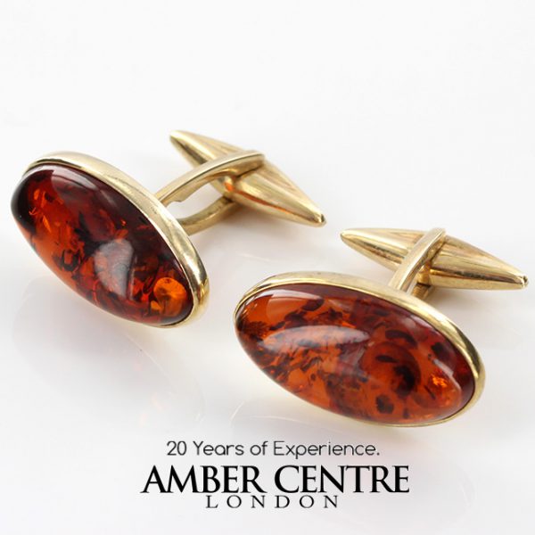 Italian Handmade German Baltic Amber Cufflinks In Solid 9ct Gold GF0016 RRP£595!!!