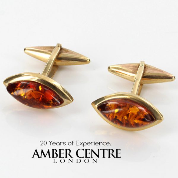 Italian Handmade German Baltic Amber Cufflinks In Solid 9ct Gold GF0019 RRP£525!!!