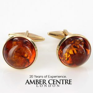 Italian Made German Baltic Amber Cufflinks In Solid 9ct Gold GF0014 RRP£495!!!