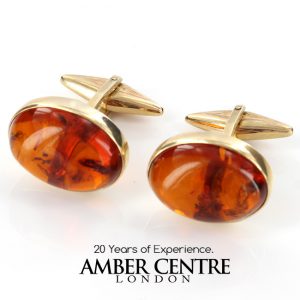 Italian Handmade German Baltic Amber Cufflinks In Solid 9ct Gold GF007 RRP£595!!!