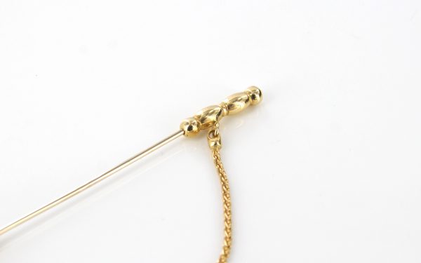 Italian Handmade Elegant German Baltic Amber Brooch/Hat pin in 14 ct Gold GB0031 RRP£700!!!