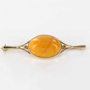 Italian Made Baltic Butterscotch Amber In 9ct Gold Brooch -GB0025Y RRP 320!!!