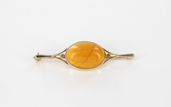 Italian Made Baltic Butterscotch Amber In 9ct Gold Brooch -GB0025Y RRP 320!!!