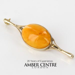 Italian Made Baltic Butterscotch Amber In 9ct Gold Brooch -GB0025Y RRP 320!!!