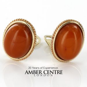Italian Handmade German Baltic Butterscotch Amber Clip Earrings In 9ct solid Gold -GCL0032 RRP£595!!!