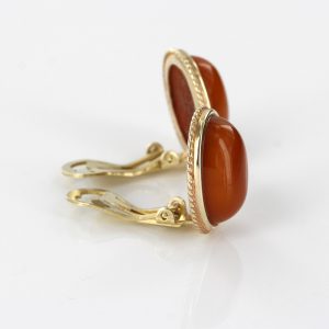 Italian Handmade German Baltic Butterscotch Amber Clip Earrings In 9ct solid Gold -GCL0032 RRP£595!!!