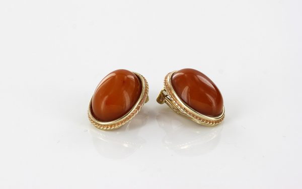 Italian Handmade German Baltic Butterscotch Amber Clip Earrings In 9ct solid Gold -GCL0032 RRP£595!!!