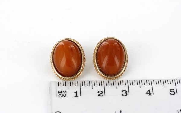 Italian Handmade German Baltic Butterscotch Amber Clip Earrings In 9ct solid Gold -GCL0032 RRP£595!!!