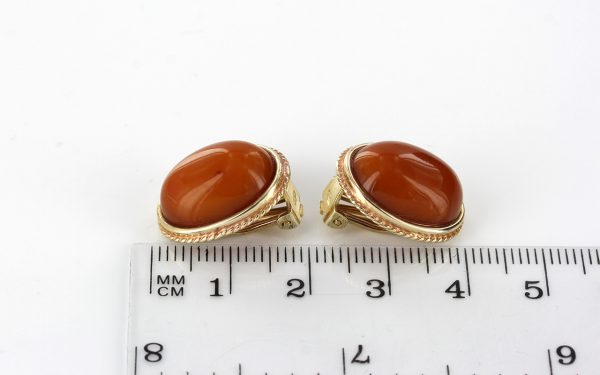 Italian Handmade German Baltic Butterscotch Amber Clip Earrings In 9ct solid Gold -GCL0032 RRP£595!!!