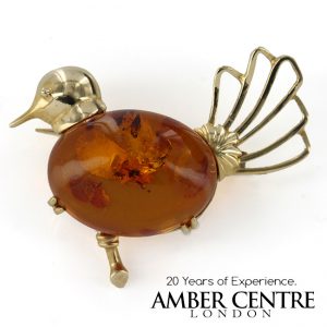 Italian Handmade Elegant German Baltic Amber Brooch in 9ct Gold GB0024 RRP£325!!!