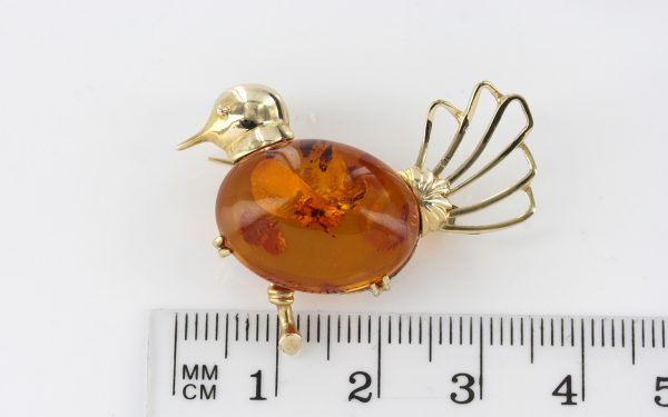 Italian Handmade Elegant German Baltic Amber Brooch in 9ct Gold GB0024 RRP£325!!!