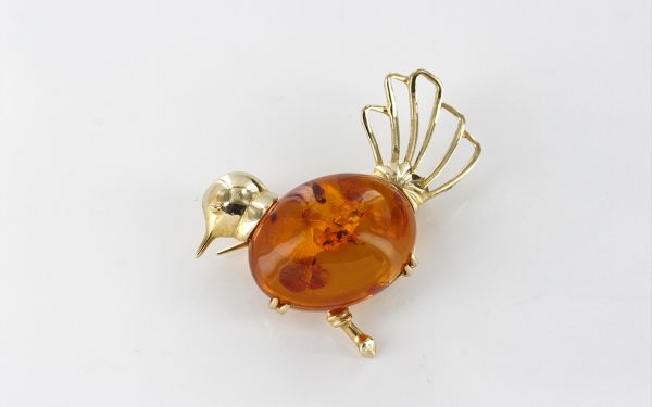 Italian Handmade Elegant German Baltic Amber Brooch in 9ct Gold GB0024 RRP£325!!!