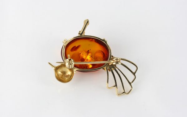 Italian Handmade Elegant German Baltic Amber Brooch in 9ct Gold GB0024 RRP£325!!!