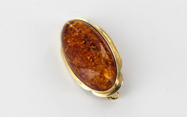 Italian Handmade Elegant German Baltic Amber Brooch in 9ct Gold GB0013 RRP£375!!!