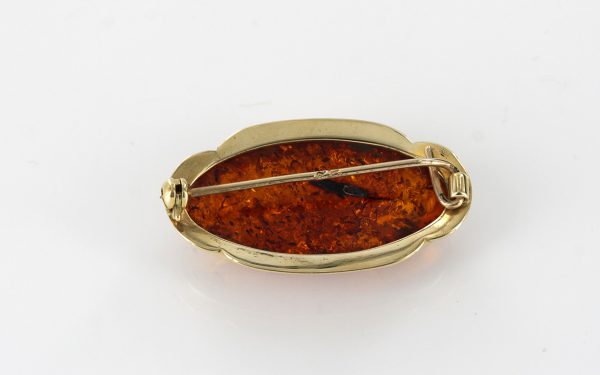 Italian Handmade Elegant German Baltic Amber Brooch in 9ct Gold GB0013 RRP£375!!!