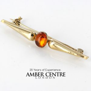 Italian Handmade Elegant German Baltic Amber Brooch in 9ct Gold GB0027 RRP£275!!