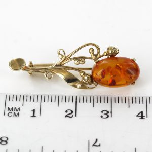 Italian Handmade Elegant German Baltic Amber Brooch in 9ct Gold GB0010 RRP£295!!