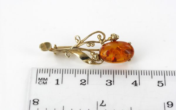 Italian Handmade Elegant German Baltic Amber Brooch in 9ct Gold GB0010 RRP£295!!