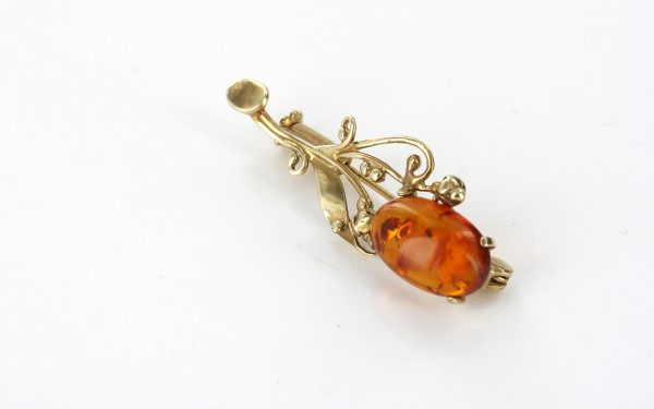 Italian Handmade Elegant German Baltic Amber Brooch in 9ct Gold GB0010 RRP£295!!