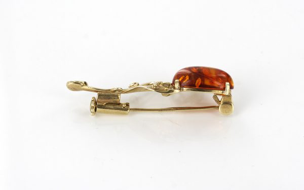 Italian Handmade Elegant German Baltic Amber Brooch in 9ct Gold GB0010 RRP£295!!