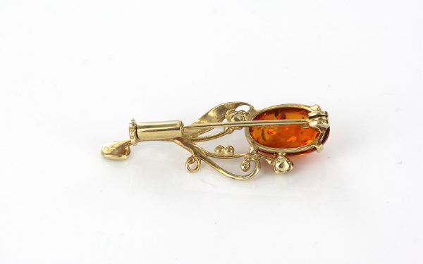 Italian Handmade Elegant German Baltic Amber Brooch in 9ct Gold GB0010 RRP£295!!