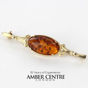 Italian Handmade Elegant German Baltic Amber Brooch in 9ct Gold GB0012 RRP£225!!!