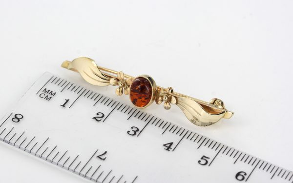 Italian Handmade Elegant German Baltic Amber Brooch in 9ct Gold GB0014 RRP£295!!