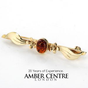 Italian Handmade Elegant German Baltic Amber Brooch in 9ct Gold GB0014 RRP£295!!