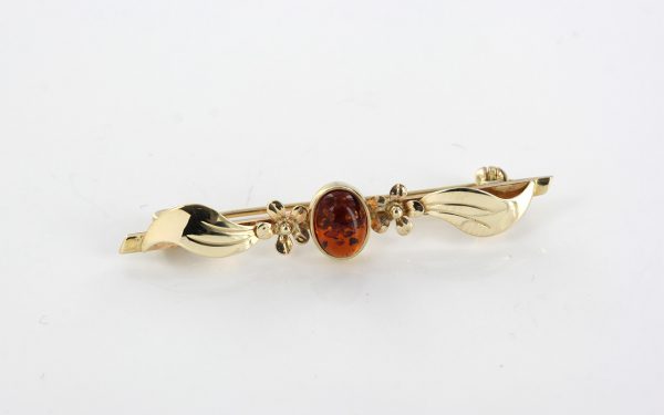 Italian Handmade Elegant German Baltic Amber Brooch in 9ct Gold GB0014 RRP£295!!