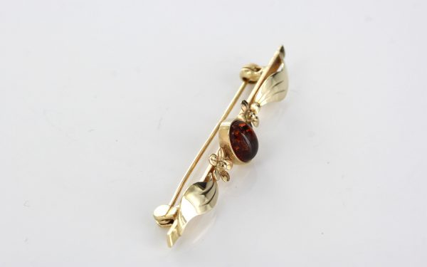 Italian Handmade Elegant German Baltic Amber Brooch in 9ct Gold GB0014 RRP£295!!