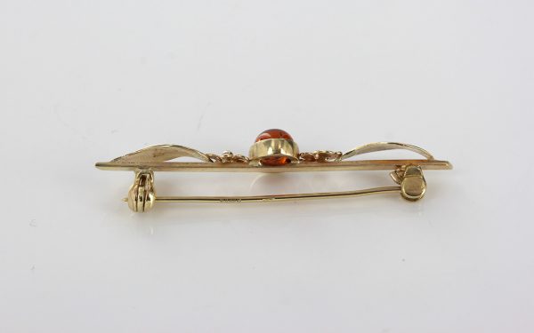 Italian Handmade Elegant German Baltic Amber Brooch in 9ct Gold GB0014 RRP£295!!