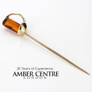 Italian Made Unique German Baltic Amber Sword With Insect In 9ct Gold-GO0028 RRP£900!!!