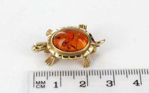 Italian Handmade Elegant German Baltic Amber Brooch in 9ct Gold GB0002 RRP£325!!