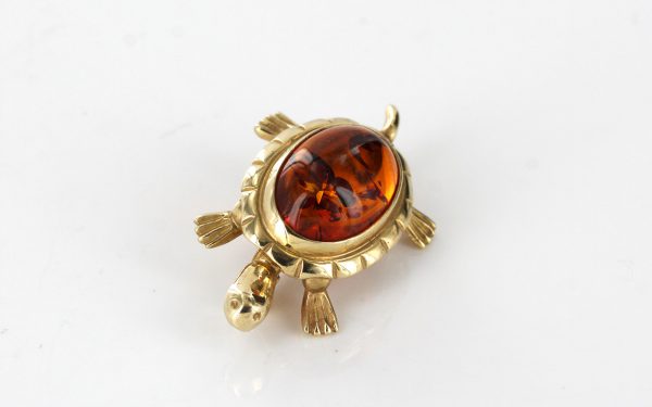 Italian Handmade Elegant German Baltic Amber Brooch in 9ct Gold GB0002 RRP£325!!