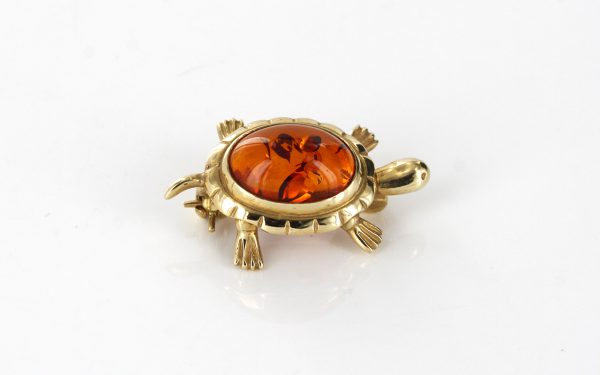 Italian Handmade Elegant German Baltic Amber Brooch in 9ct Gold GB0002 RRP£325!!