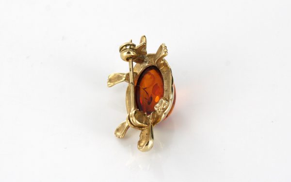 Italian Handmade Elegant German Baltic Amber Brooch in 9ct Gold GB0002 RRP£325!!