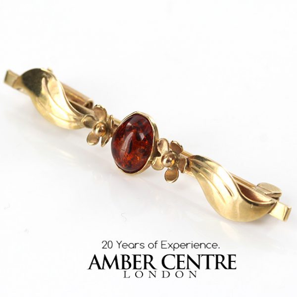 Italian Handmade Elegant German Baltic Amber Brooch in 9ct Gold GB0014B RRP£295!!!