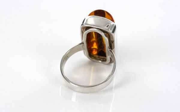 HANDMADE GERMAN BALTIC AMBER MODERN RING 925 STERLING SILVER SIZE P–WR008 RRP£90!!!