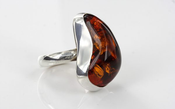 HANDMADE GERMAN BALTIC AMBER RING 925 STERLING SILVER, SIZE O(56) WR015 RRP£135!!!