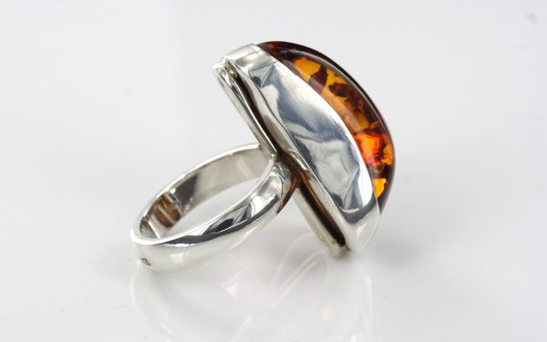 HANDMADE GERMAN BALTIC AMBER RING 925 STERLING SILVER, SIZE O(56) WR015 RRP£135!!!