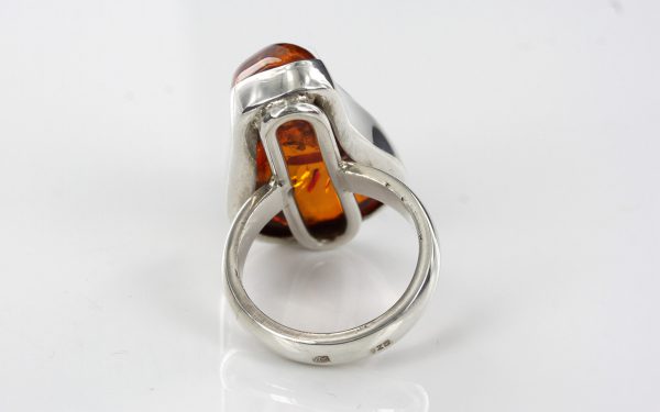 HANDMADE GERMAN BALTIC AMBER RING 925 STERLING SILVER, SIZE O(56) WR015 RRP£135!!!